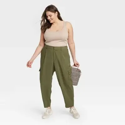 A New Day Women's Plus Wide Leg Ankle Length Cargo Pants