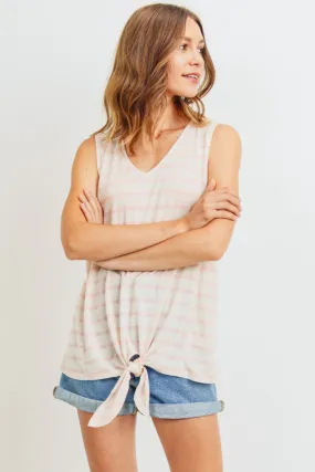 by Nu Label Sleeveless Front Tie Striped Top