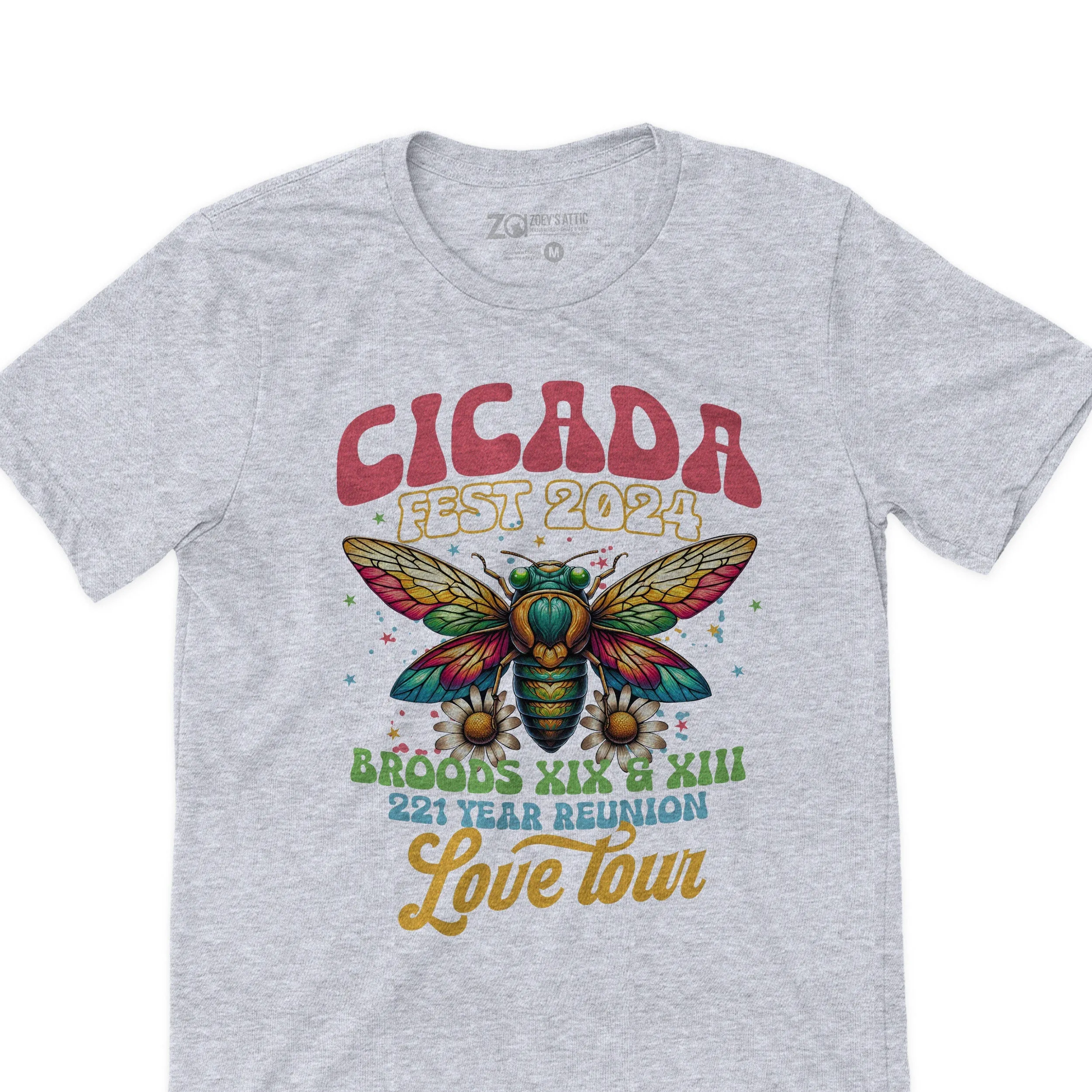 cicada shirts funny double brood cicada 2024 tour concert band t-shirt colorful bright cicada t-shirts