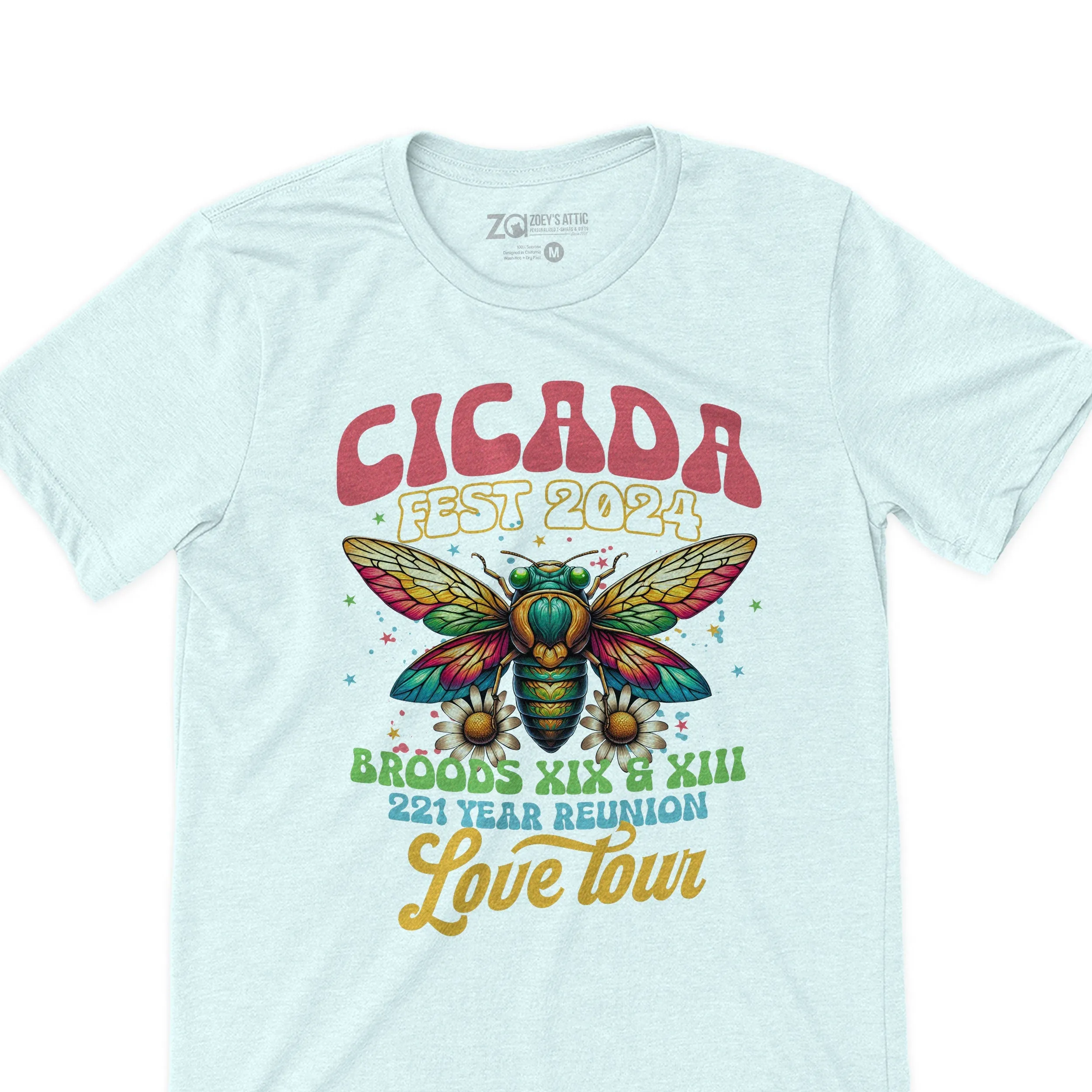 cicada shirts funny double brood cicada 2024 tour concert band t-shirt colorful bright cicada t-shirts