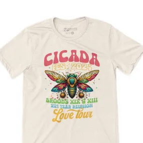 cicada shirts funny double brood cicada 2024 tour concert band t-shirt colorful bright cicada t-shirts