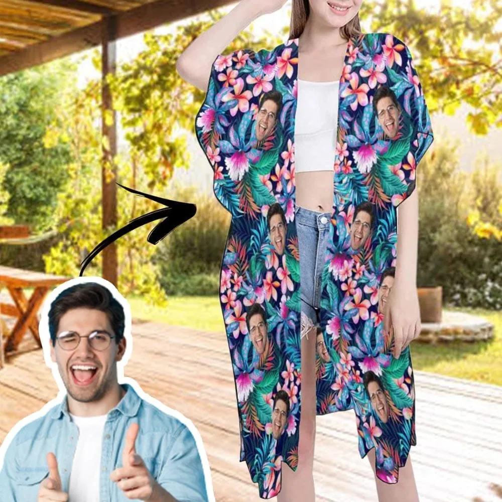 Couple Hawaiian Shirt Cover Up Set Flower Leaf Custom Face My Lover Hawaiian Shirt&Cover Up