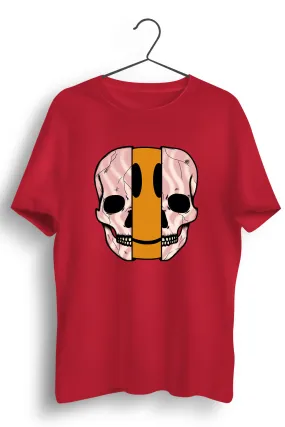 Dis Skull Graphic Printed Red Tshirt