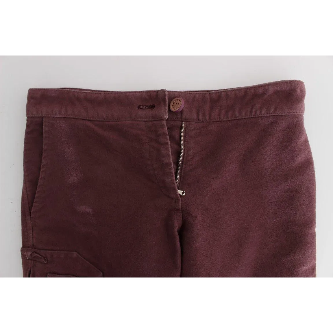 Ermanno Scervino Chic Bordeaux Capri Cropped Cargo Pants