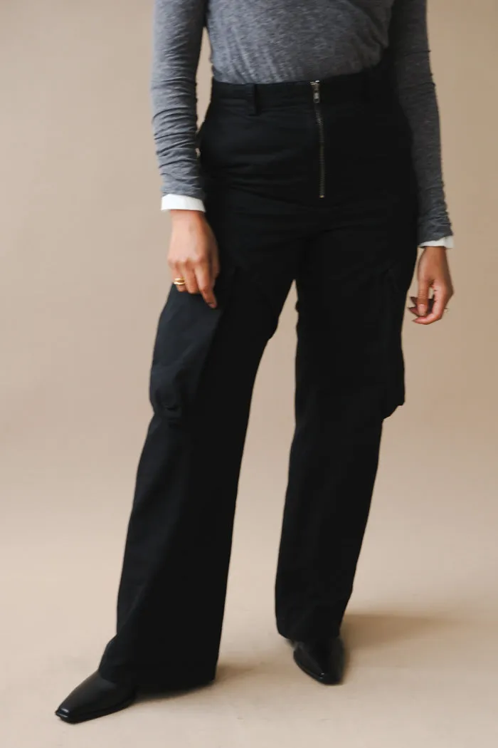 GARMENT-DYED GABARDINE WIDE CARGO PANTS