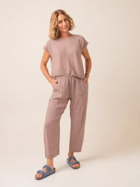 Transit Par Such Linen Pant with Viscose Detail in Mauve