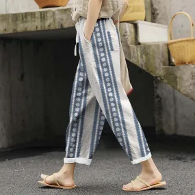 Vintage Vacation Casual Mid Ethnic Female Fresh Comfortable Summer Pants